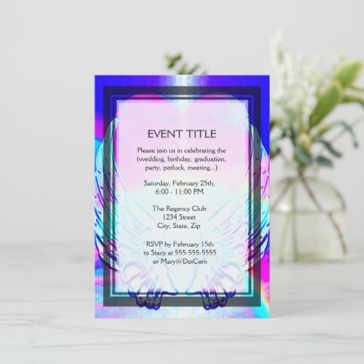 Rainbow Heart en Angel Wings Kaart (Staand voorkant)