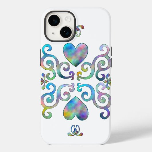 Rainbow Heart en Lily Case-Mate iPhone Case (Achterkant)