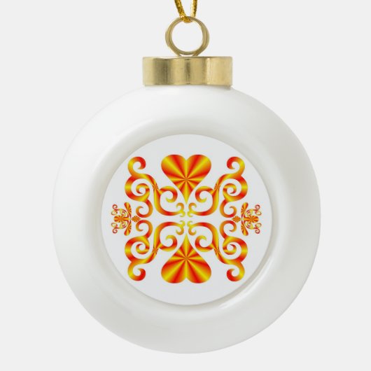 Rainbow Heart en Lily Keramische Bal Ornament (Voorkant)