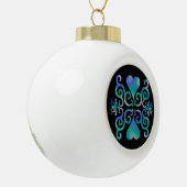 Rainbow Heart en Lily Keramische Bal Ornament (Links)