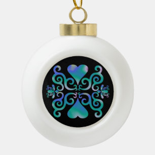 Rainbow Heart en Lily Keramische Bal Ornament