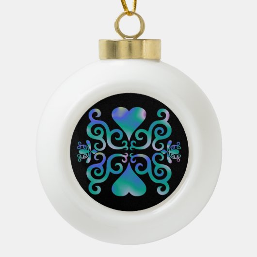 Rainbow Heart en Lily Keramische Bal Ornament (Voorkant)