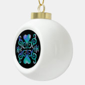 Rainbow Heart en Lily Keramische Bal Ornament (Rechts)