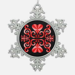 Rainbow Heart en Lily Tin Sneeuwvlok Ornament