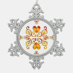 Rainbow Heart en Lily Tin Sneeuwvlok Ornament
