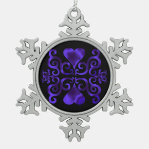 Rainbow Heart en Lily Tin Sneeuwvlok Ornament