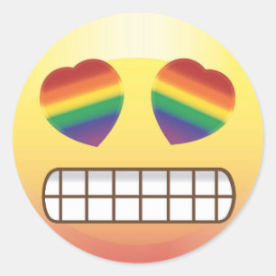 Rainbow Heart Eyes Happy Emoji Face Sticker