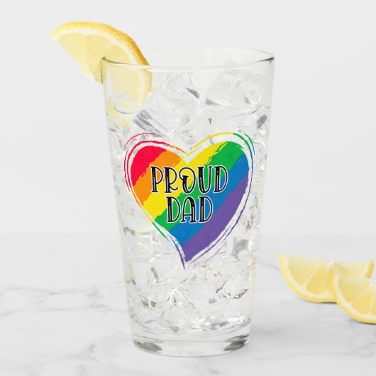 Rainbow Heart Flag Proud Dad LGBT Gay Pride Month Glas (Voorkant ijs)