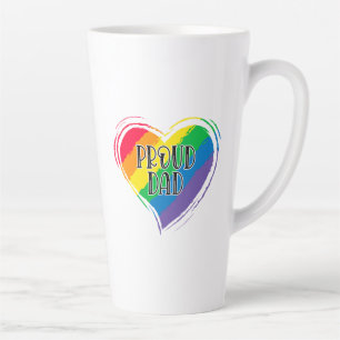 Rainbow Heart Flag Proud Dad LGBT Gay Pride Month Latte Mok