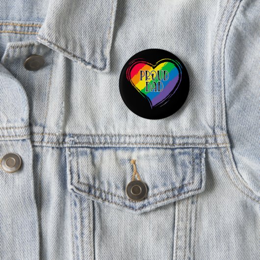 Rainbow Heart Flag Proud Dad LGBT Gay Pride Month Ronde Button 5,7 Cm (In situ)