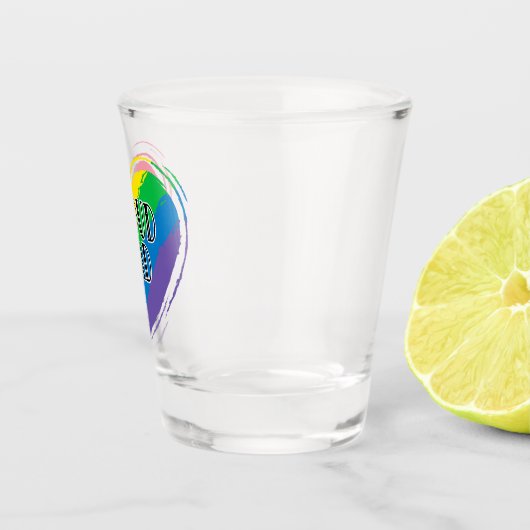 Rainbow Heart Flag Proud Dad LGBT Gay Pride Month Shot Glas (Rechts)