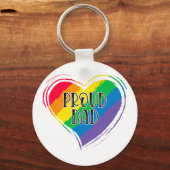 Rainbow Heart Flag Proud Dad LGBT Gay Pride Month Sleutelhanger (Voorkant)