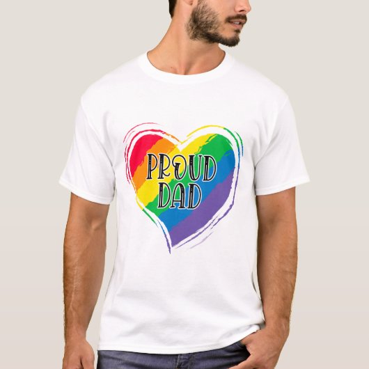 Rainbow Heart Flag Proud Dad LGBT Gay Pride Month T-shirt (Voorkant)