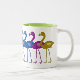 Rainbow Heart Flamingos Retro koffie Mok