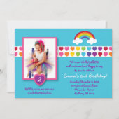 Rainbow Heart Foto Birthday Invitations Kaart (Voorkant)