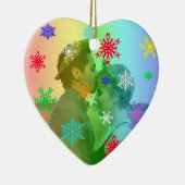 Rainbow Heart Foto Snowflakes Kerstmis LGBTQ Keramisch Ornament (Rechts)