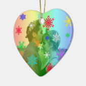 Rainbow Heart Foto Snowflakes Kerstmis LGBTQ Keramisch Ornament (Links)