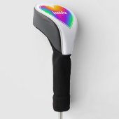 Rainbow Heart, gepersonaliseerd Golfheadcover (Schuin)