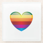 Rainbow Heart Glazen Onderzetter (Voorkant)