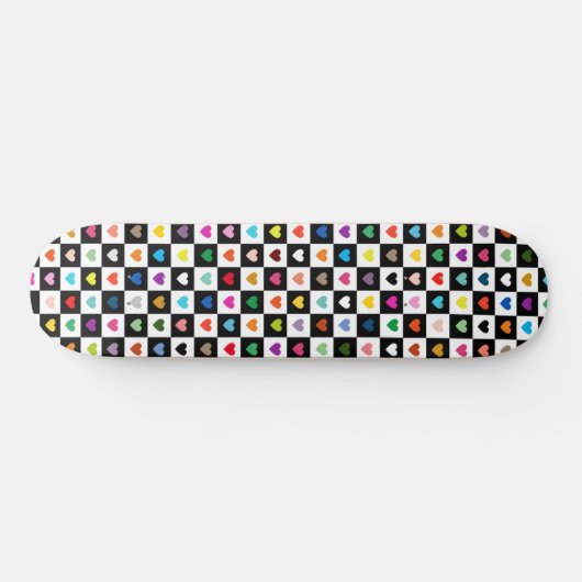 Rainbow Heart Grid Pattern Persoonlijk Skateboard (Horizontaal)