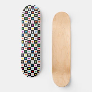 Rainbow Heart Grid Pattern Persoonlijk Skateboard