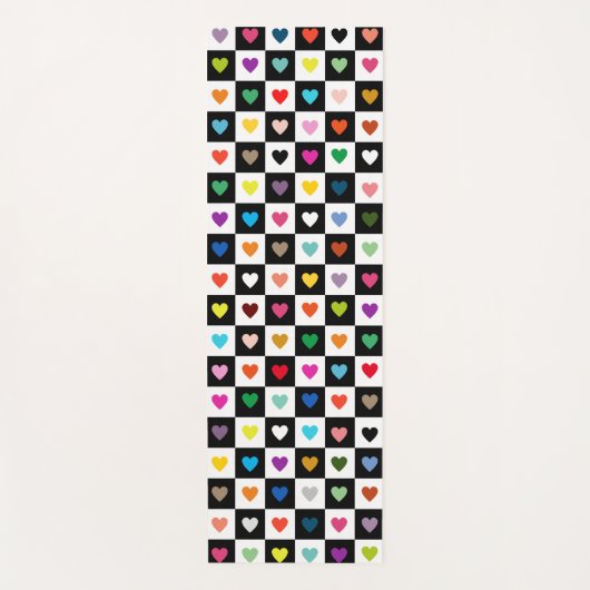 Rainbow Heart Grid Pattern Yogamat (Voorkant)
