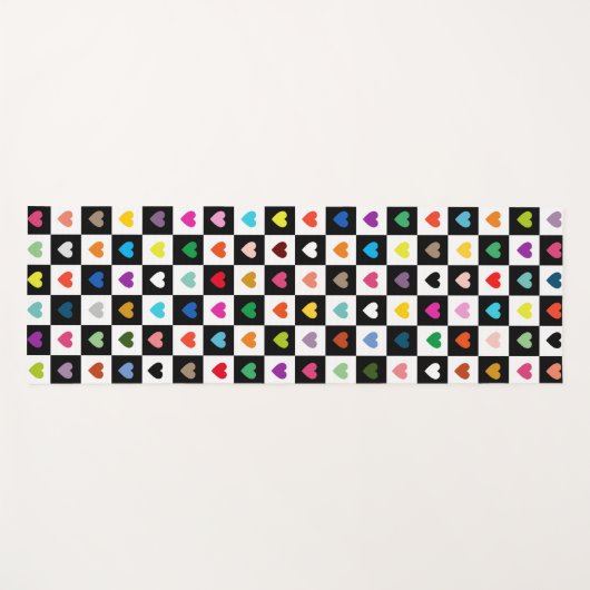 Rainbow Heart Grid Pattern Yogamat (Voorkant (horizontaal))
