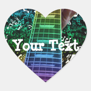 Rainbow Heart Guitar Notities Persoonlijke Muziek  Hart Sticker