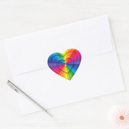 Rainbow Heart, in reliëf Hart Sticker (Envelop)