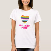 Rainbow Heart Inclusive Progress Pride vlag kleure T-shirt (Voorkant)