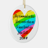 RAINBOW HEART JOHN 15:12 ONTWERP KERAMISCH ORNAMENT (Rechts)