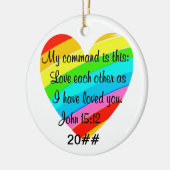 RAINBOW HEART JOHN 15:12 ONTWERP KERAMISCH ORNAMENT (Links)
