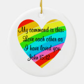 RAINBOW HEART JOHN 15:12 ONTWERP KERAMISCH ORNAMENT (Achterkant)