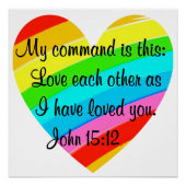 RAINBOW HEART JOHN 15:12 ONTWERP POSTER (Voorkant)