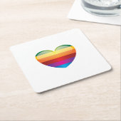 Rainbow Heart Kartonnen Onderzetters (Schuin)