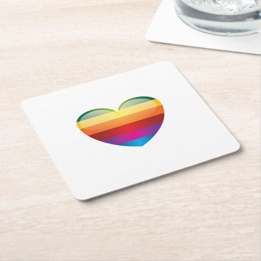 Rainbow Heart Kartonnen Onderzetters (Schuin)