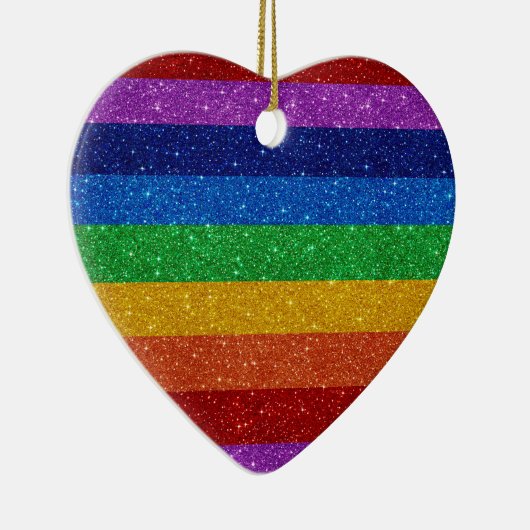 Rainbow Heart Keramisch Ornament (Rechts)