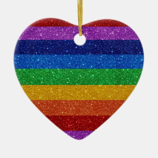Rainbow Heart Keramisch Ornament (Voorkant)