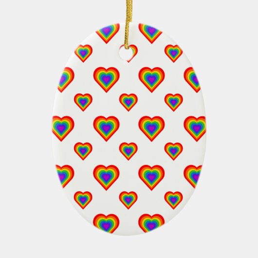 Rainbow Heart Keramisch Ornament (Voorkant)