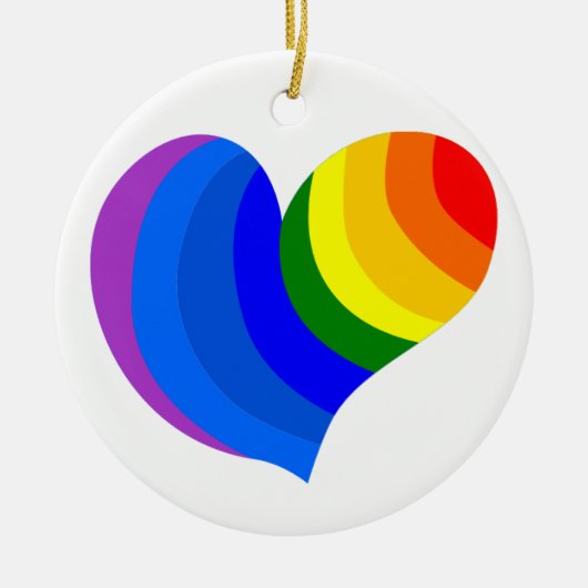 Rainbow Heart Keramisch Ornament (Voorkant)