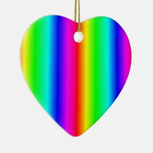 Rainbow Heart Kerstmis LGBTQ Keramisch Ornament (Rechts)