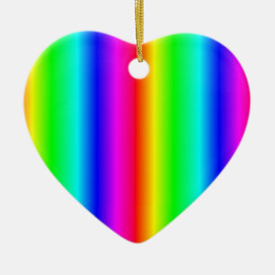 Rainbow Heart Kerstmis LGBTQ Keramisch Ornament