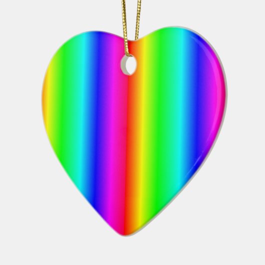 Rainbow Heart Kerstmis LGBTQ Keramisch Ornament (Links)