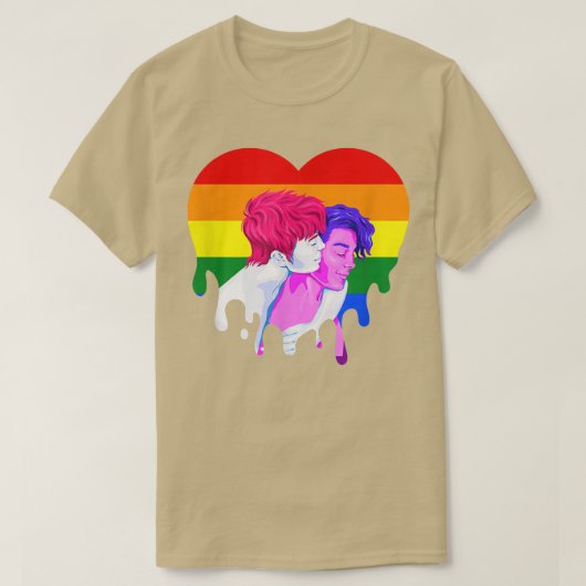 Rainbow Heart Lesbian Gay Pride Month Transgender T-shirt (Design voorkant)