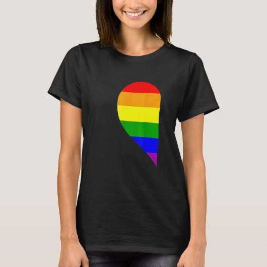 Rainbow Heart Lgbt Matching Gay Couple Valentine's T-shirt (Voorkant)