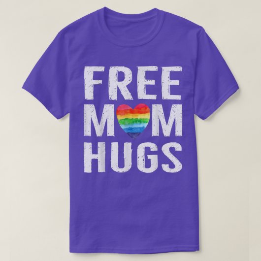 Rainbow Heart LGBT Pride Month Free Mam Hugs T-Shi T-shirt (Design voorkant)