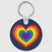 Rainbow Heart LGBTQ Pride op Navy Blue Sleutelhanger (Achterkant)