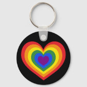 Rainbow Heart LGBTQ Pride op zwart Sleutelhanger (Voorkant)