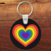 Rainbow Heart LGBTQ Pride op zwart Sleutelhanger (Voorkant)