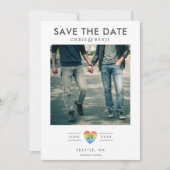 Rainbow Heart LGBTQ Save the Date with Photo (Voorkant)